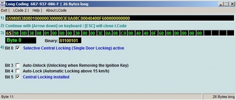 Selective Central Locking (Single Door Locking) active Selective Central Locking (Single Door Locking) active